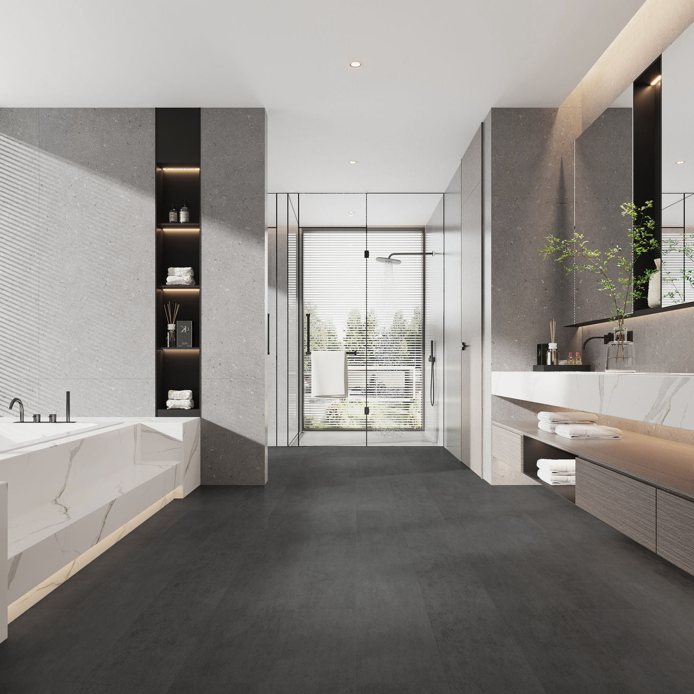 Nordikka Naturals Anthracite Tile Effect LVT Flooring | 0.7mm Wear Layer