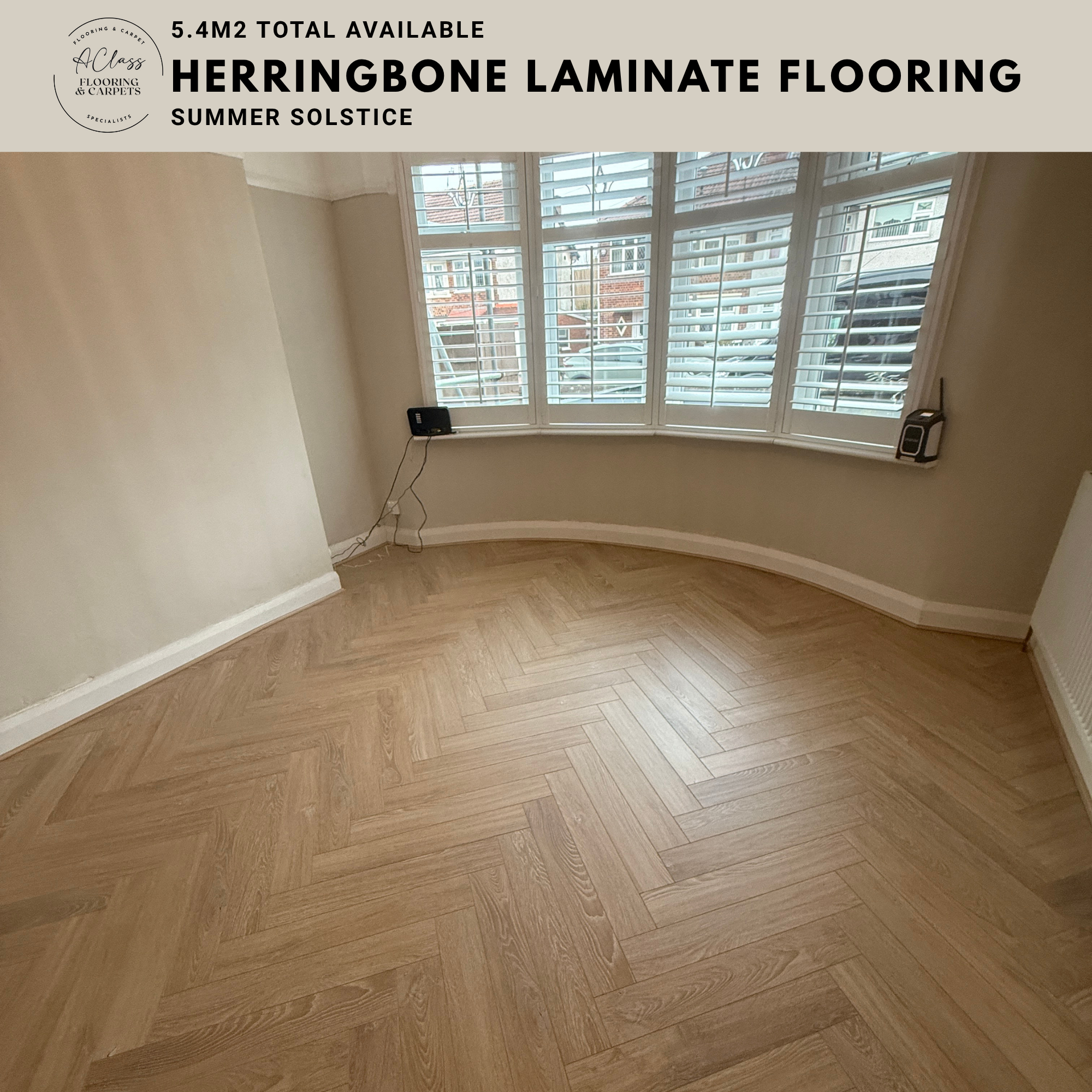 Summer Solstice Herringbone Laminate Flooring – 12mm Natural Oak (5.4m² Job Lot)