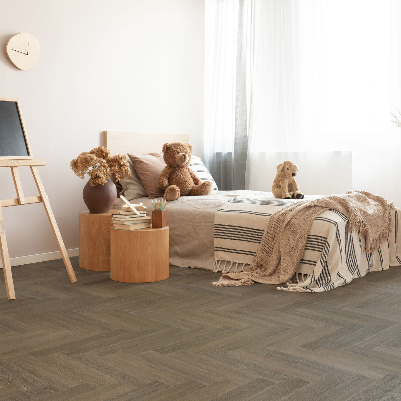 Nordikka Living Dark Walnut Herringbone Glue Down LVT Flooring