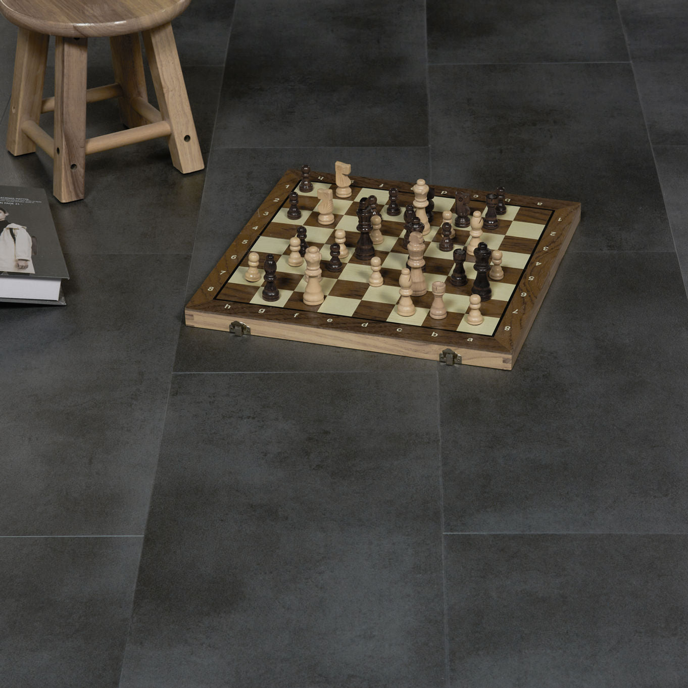 Nordikka Naturals Anthracite Tile Effect LVT Flooring | 0.7mm Wear Layer