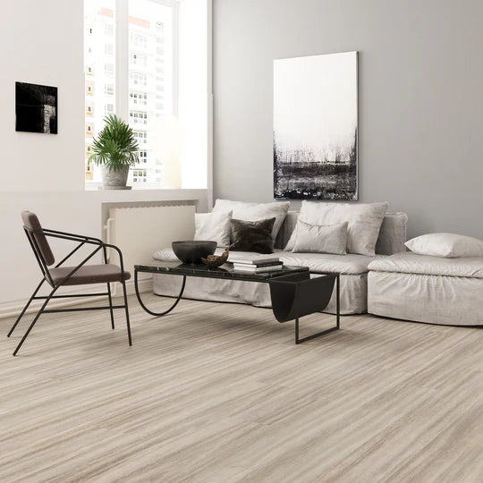Arctic Grey Oak LVT dryback flooring with cool grey wood-effect design.