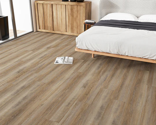 Frosted Oak LVT with gluedown installation for durable, long-lasting use.