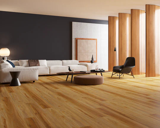 Weathered Oak LVT flooring with rustic grey and brown tones.