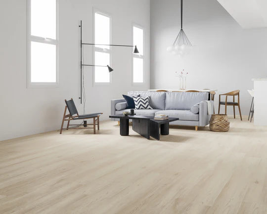 Modern interiors with White Painted Oak LVT flooring for a fresh look.