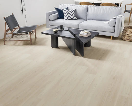 White Painted Oak LVT installed, combining elegance and durability.