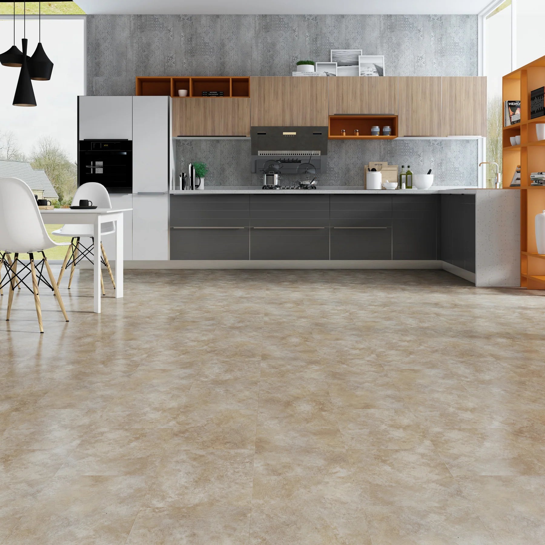 Close-up of Cotswold luxury vinyl tile LVT with a realistic stone-look finish.