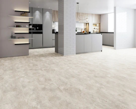 Durable and water-resistant Santorini LVT tiles, ideal for high-traffic areas.