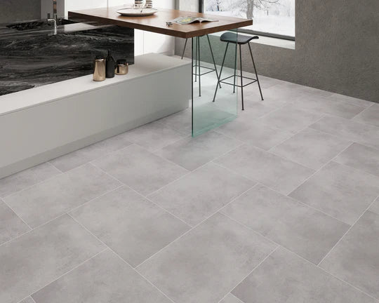 Deco Grey LVT in dryback gluedown installation, designed for durability and easy maintenance.