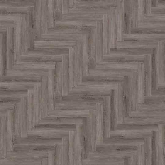 Close-up of Urban Dusk Herringbone flooring showcasing the sleek, modern design.
