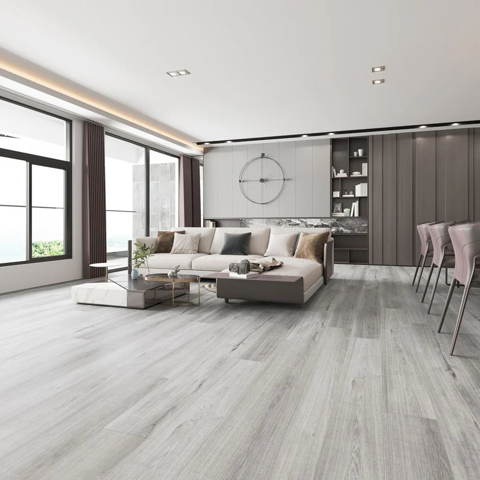 Warm oak-toned Brecon LVT installed in a stylish living room