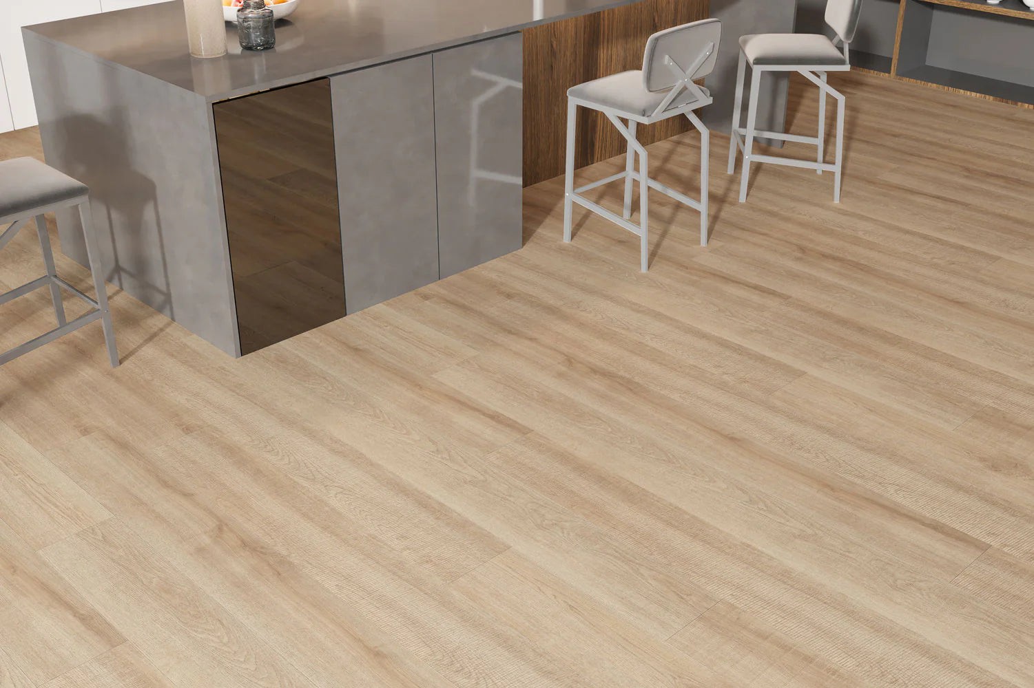 Glue-down Stowe LVT during installation, highlighting seamless fitting