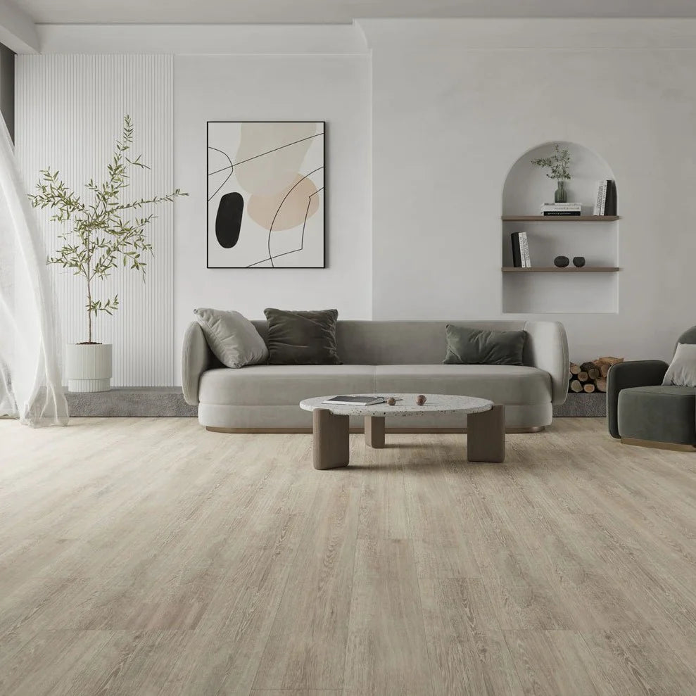 Winterfold LVT installed in a bright, contemporary living room