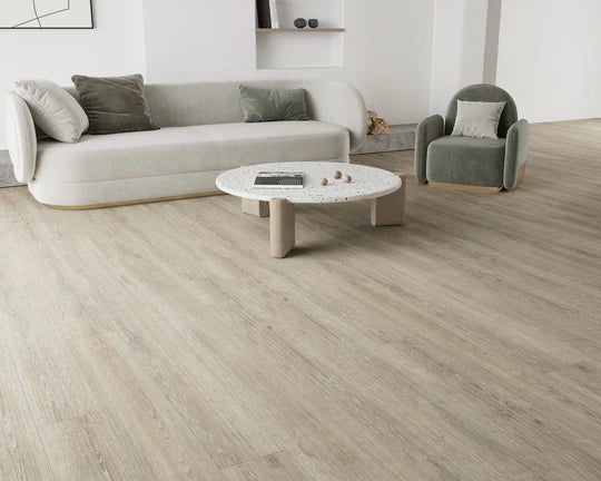 Glue-down Winterfold LVT during installation, showcasing precision fit
