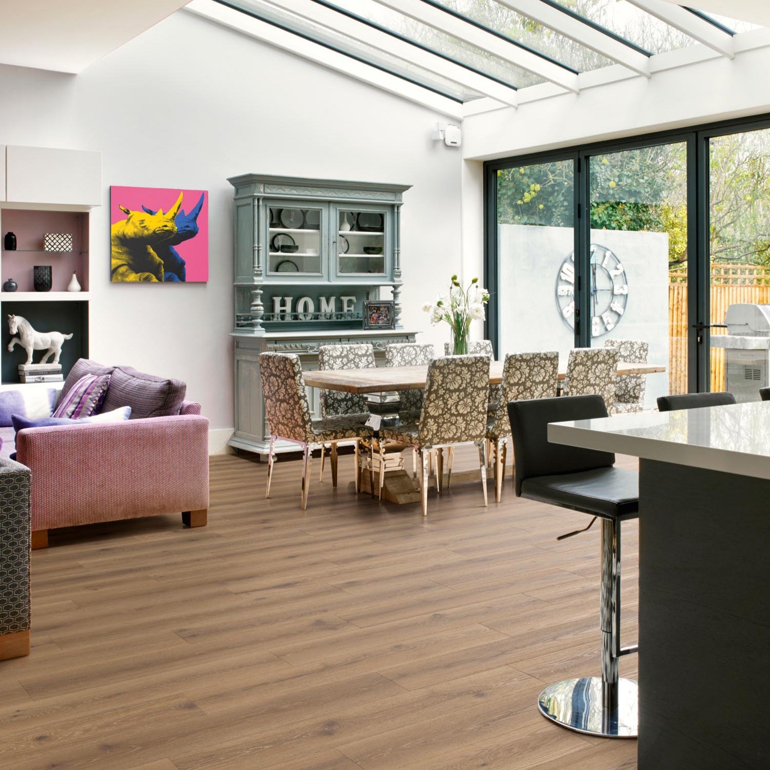 Rustic wood-effect Wild Oak Plank LVT by Rhinofloor for traditional interiors.