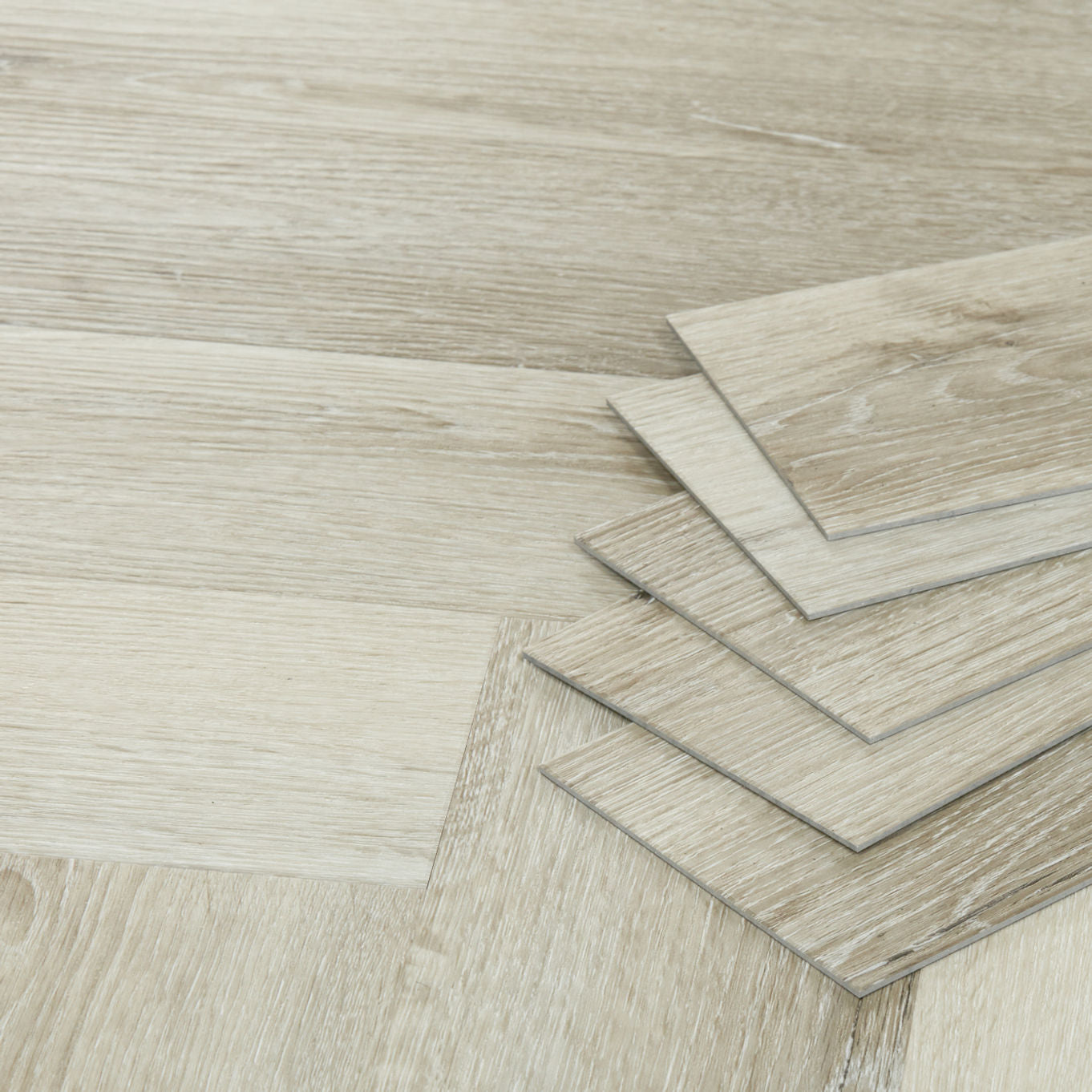 Nordikka Select Light Washed Oak Herringbone Glue Down LVT Flooring