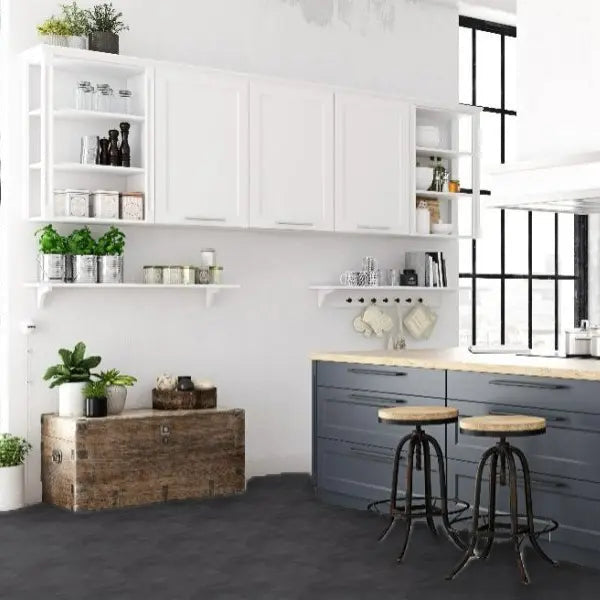 Black Slate stone-effect glue-down LVT by Luvanto