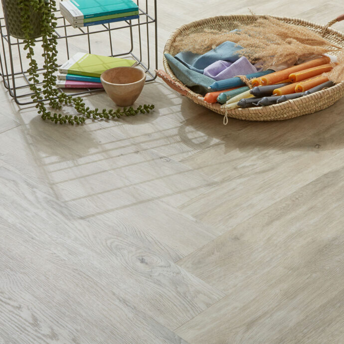 Luxury vinyl tile LVT flooring with a 0.55mm wear layer and bevelled edges, perfect for residential and commercial spaces.