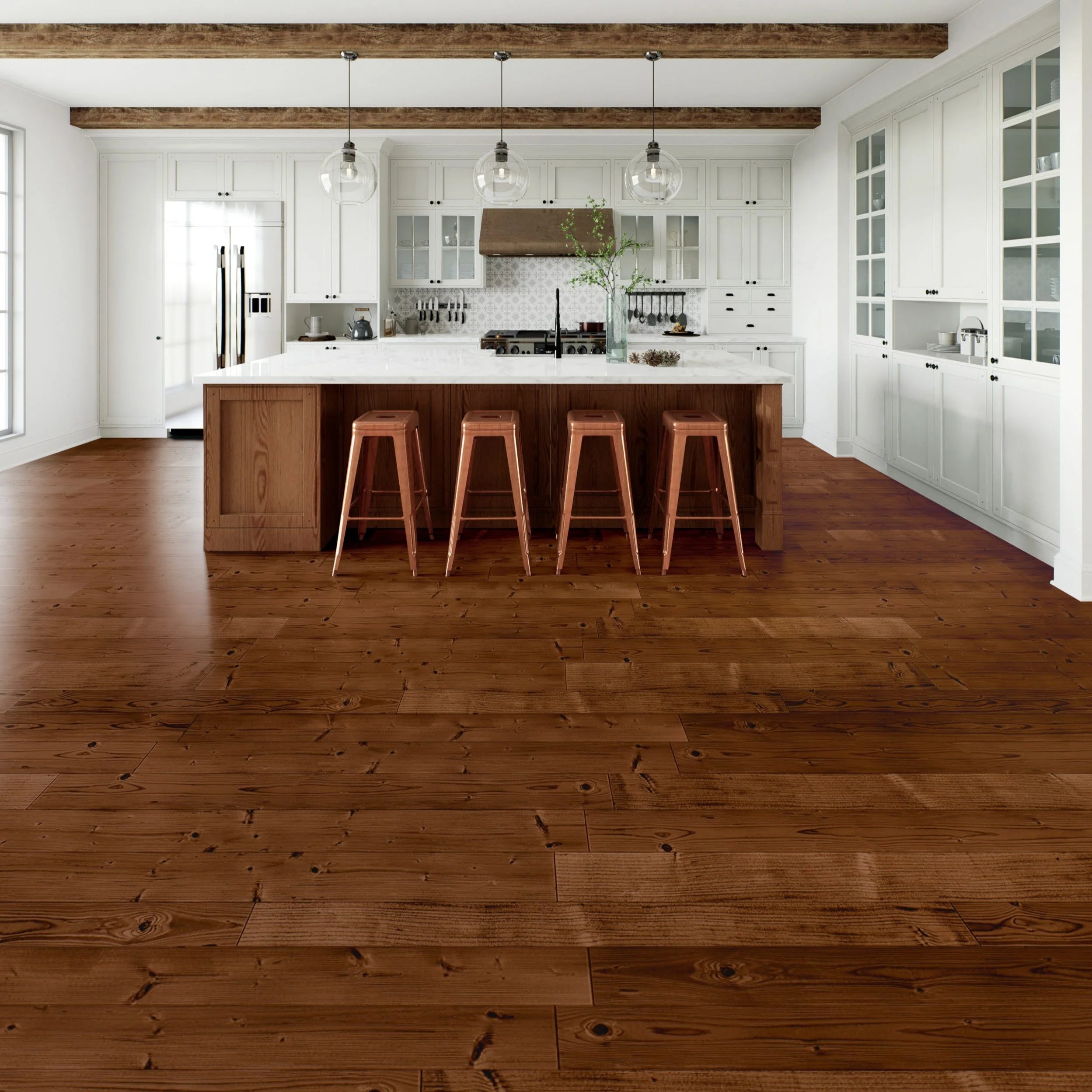 Priory Oak Wood Plank LVT in a kitchen dining room