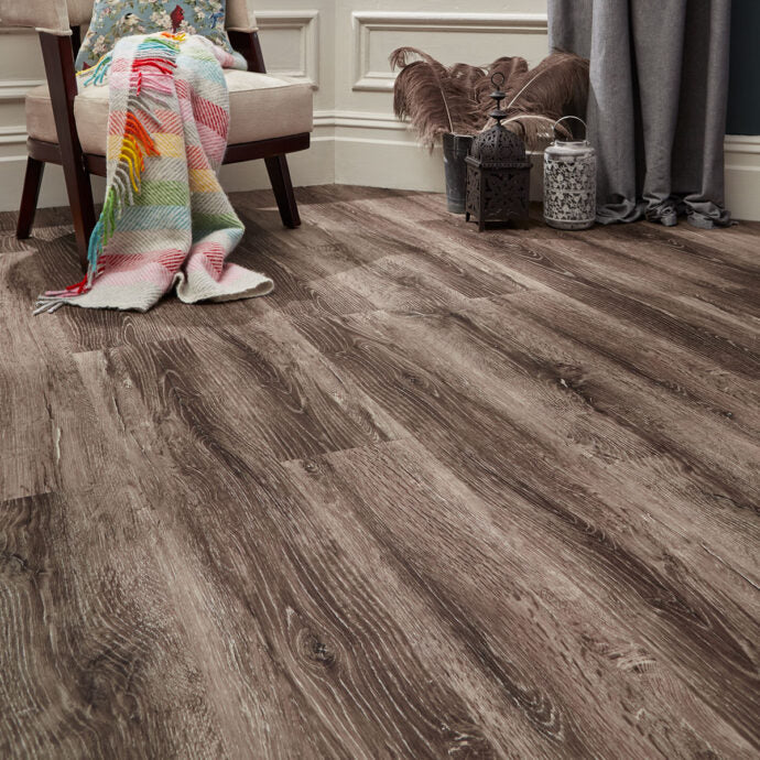 Close-up of Roasted Oak LVT planks by AClass Flooring – durable, scratch-resistant, and waterproof, perfect for kitchens, bathrooms, and high-traffic areas.