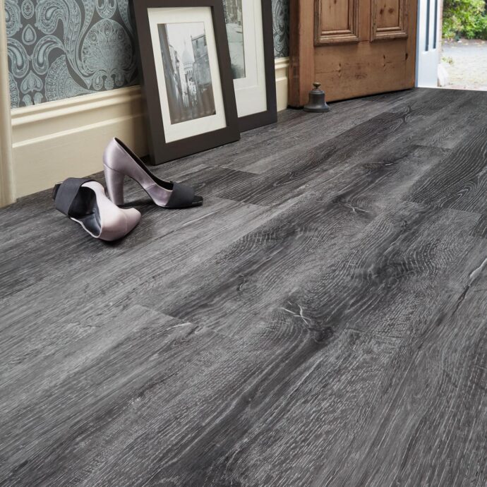 Smoked Limewash Plank LVT flooring by J2 Flooring – stylish, durable, and waterproof vinyl flooring ideal for residential and commercial spaces.