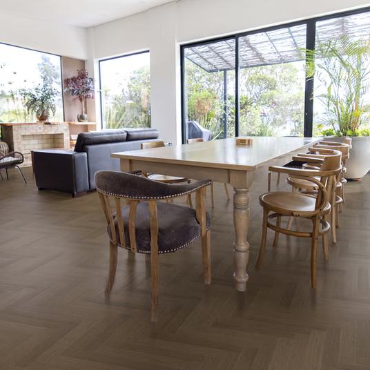 Nordikka Naturals Roasted Walnut Herringbone LVT Flooring | 0.7mm Wear Layer