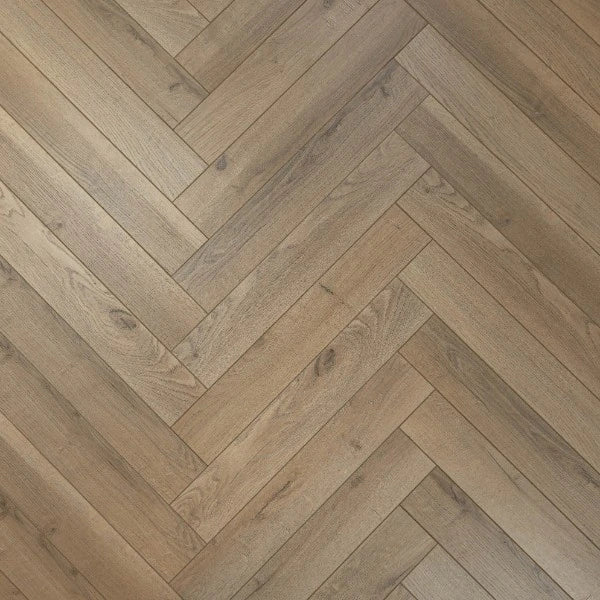 Grey Oyster Herringbone Laminate 12mm Click Fit Flooring