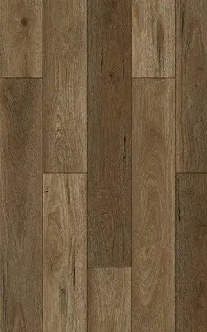 Close-up of English Oak LVT plank, highlighting the natural wood-effect pattern and bevelled edge.