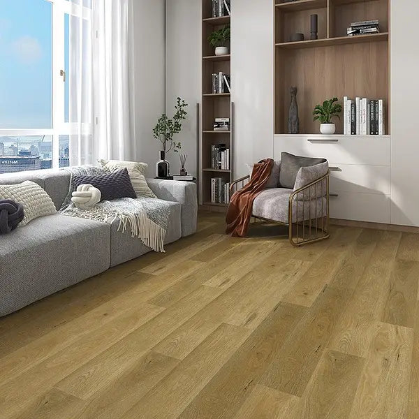 Close-up view of Alva Plank LVT in Natural Oak, highlighting the natural wood texture