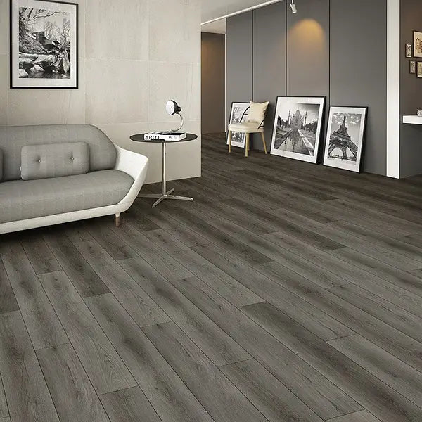 Alva Plank LVT Collection in Nebraska Wild Oak, installed in a rustic living room