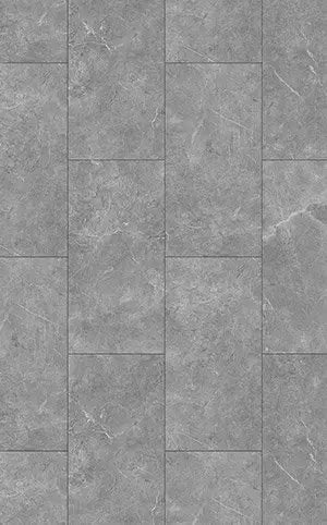 Close-up view of Quartz Grey Tile LVT, highlighting the sleek stone effect and durable texture.