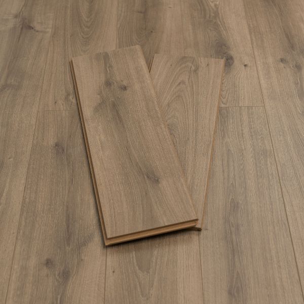 Pebble Grey Straight Plank Laminate 12mm Click Fit Flooring