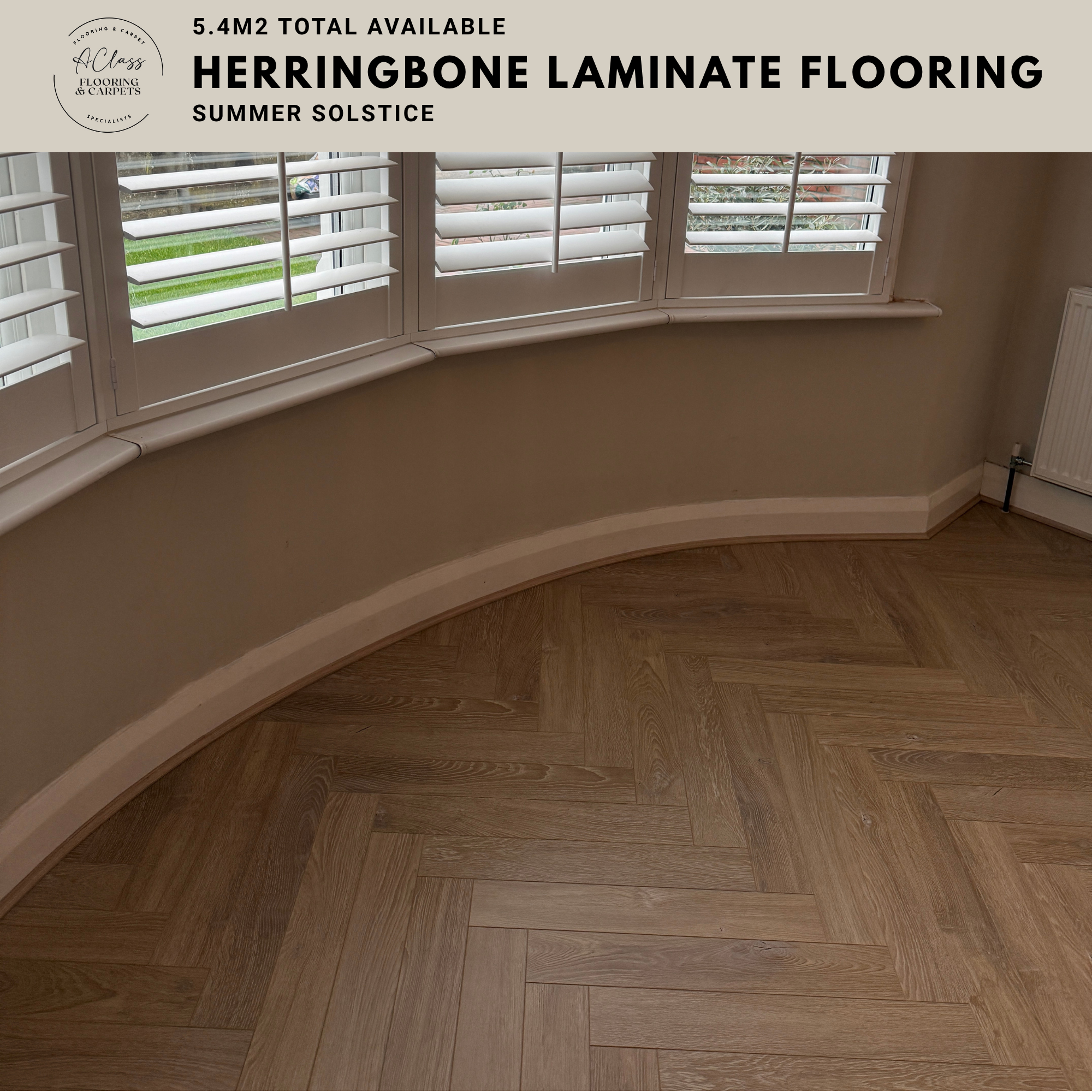 Summer Solstice Herringbone Laminate Flooring – 12mm Natural Oak (5.4m² Job Lot)