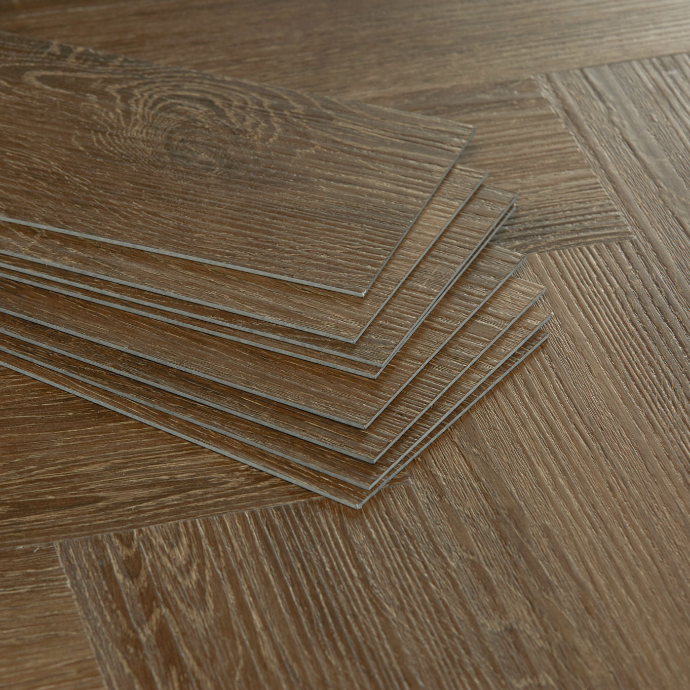 Nordikka Living Dark Walnut Herringbone Glue Down LVT Flooring