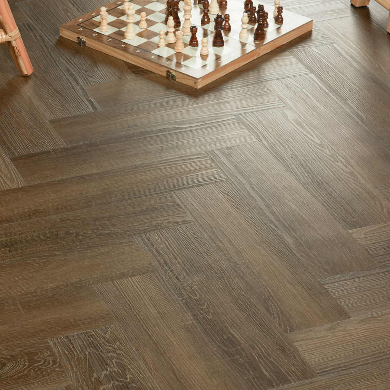 Nordikka Living Dark Walnut Herringbone Glue Down LVT Flooring