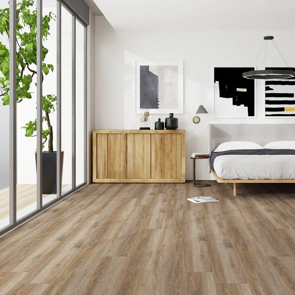 Frosted Oak LVT dryback flooring with a cool, light wood effect.