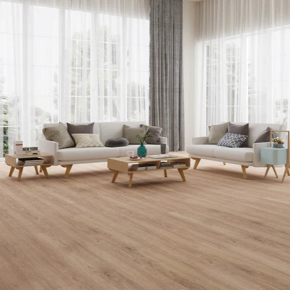 Limed Oak LVT dryback flooring with a soft, weathered wood look.