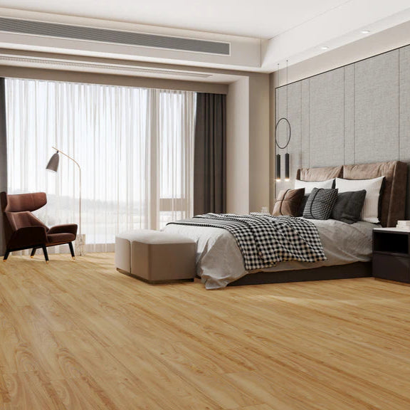 Manor Oak LVT dryback flooring featuring warm, natural oak tones.