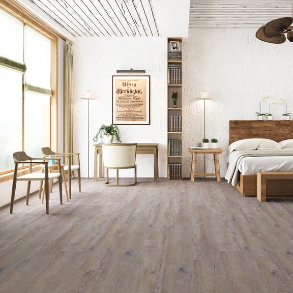 Oak Driftwood LVT flooring with soft, driftwood-inspired tones.