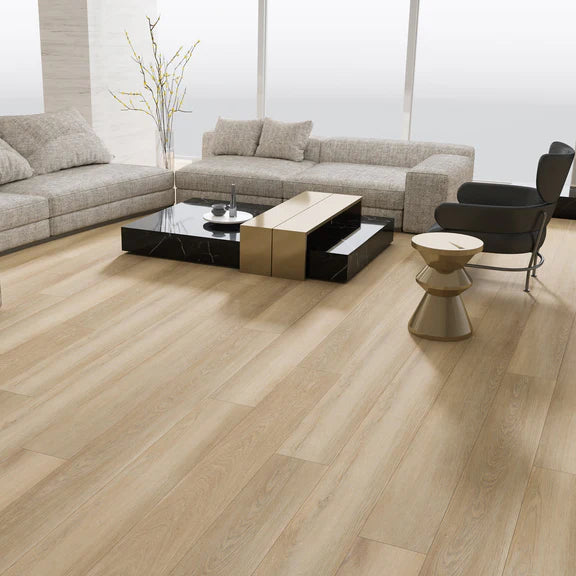 Blonde Oak Large Plank Click Flooring with built-in acoustic underlay