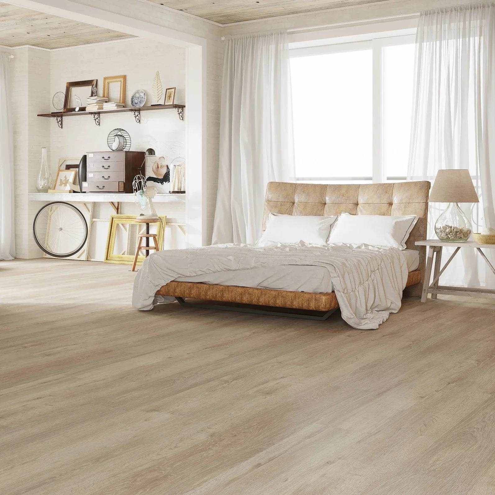 European Oak Large Plank luxury vinyl tile (LVT) with realistic wood-effect and micro bevel edges.