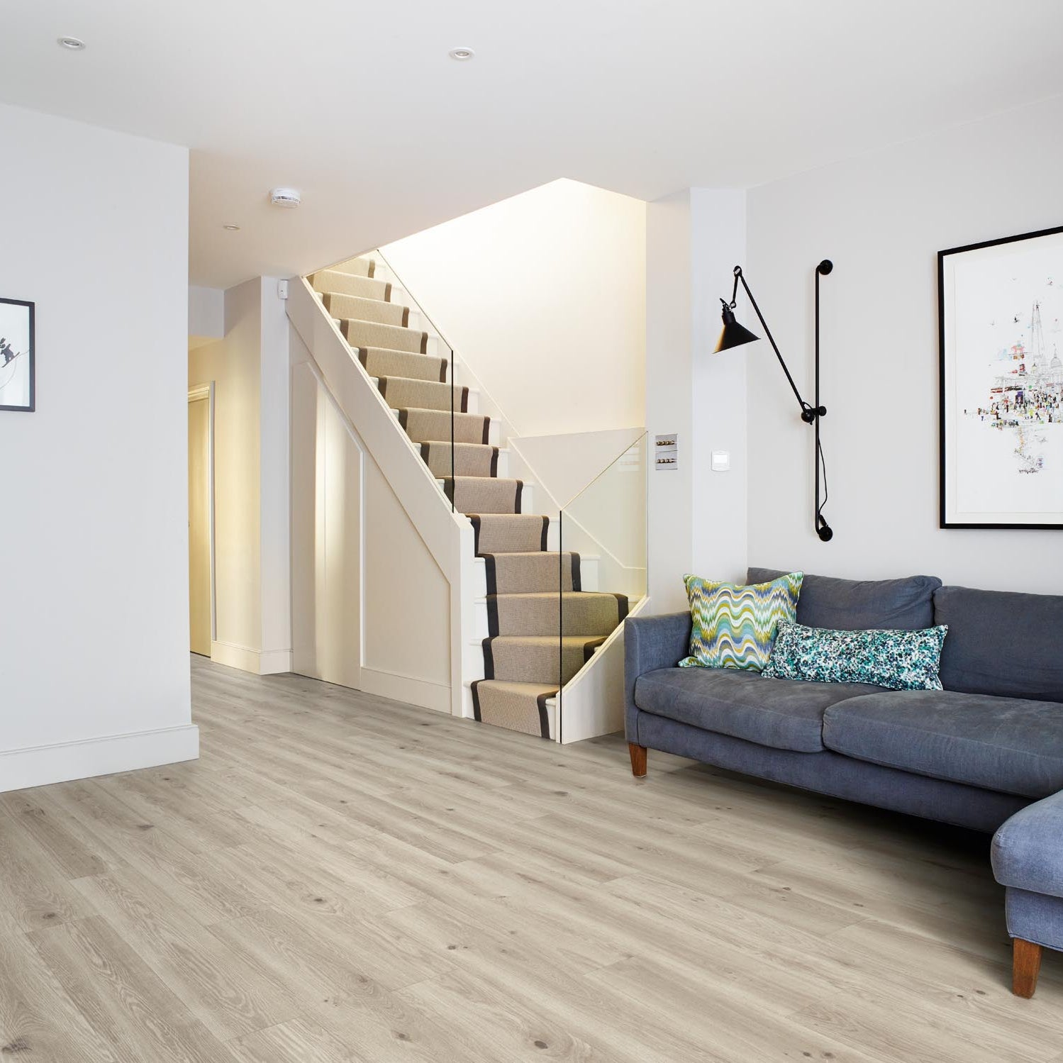 Contemporary grey wood-effect Sea Grey Plank LVT by Rhinofloor for sleek interiors.