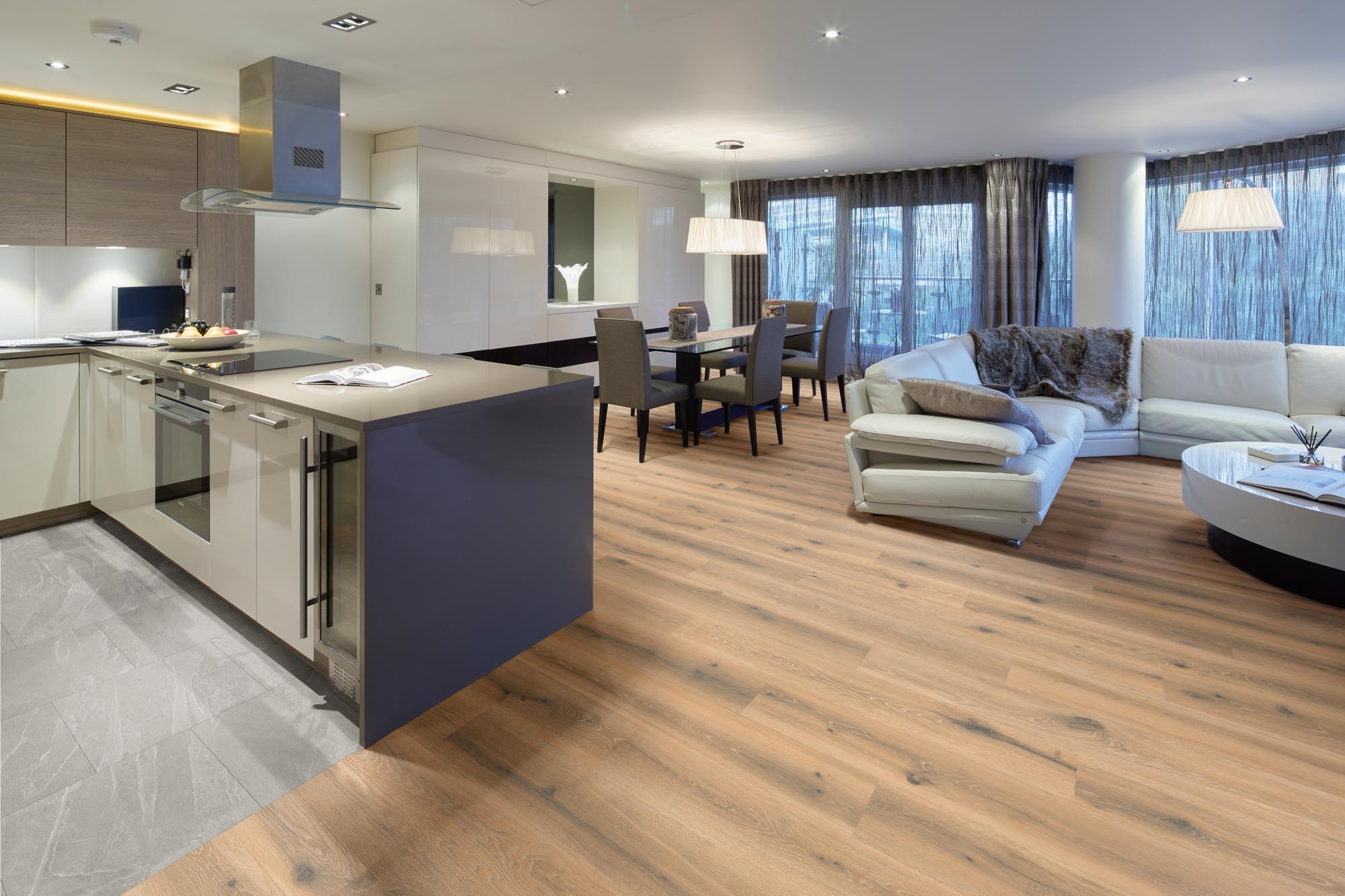 Durable Medburn Plank LVT, compatible with underfloor heating for added comfort.