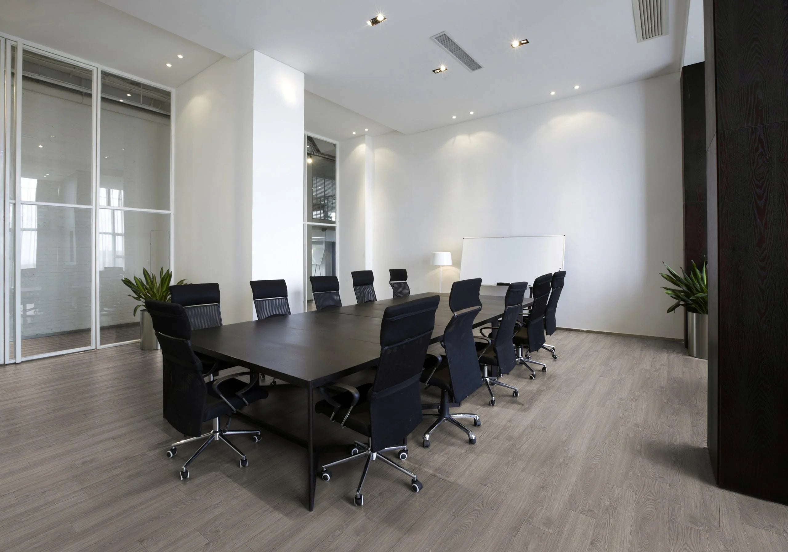 Winter Oak Luvanto Design Wood Plank LVT flooring installed in a commercial office space.