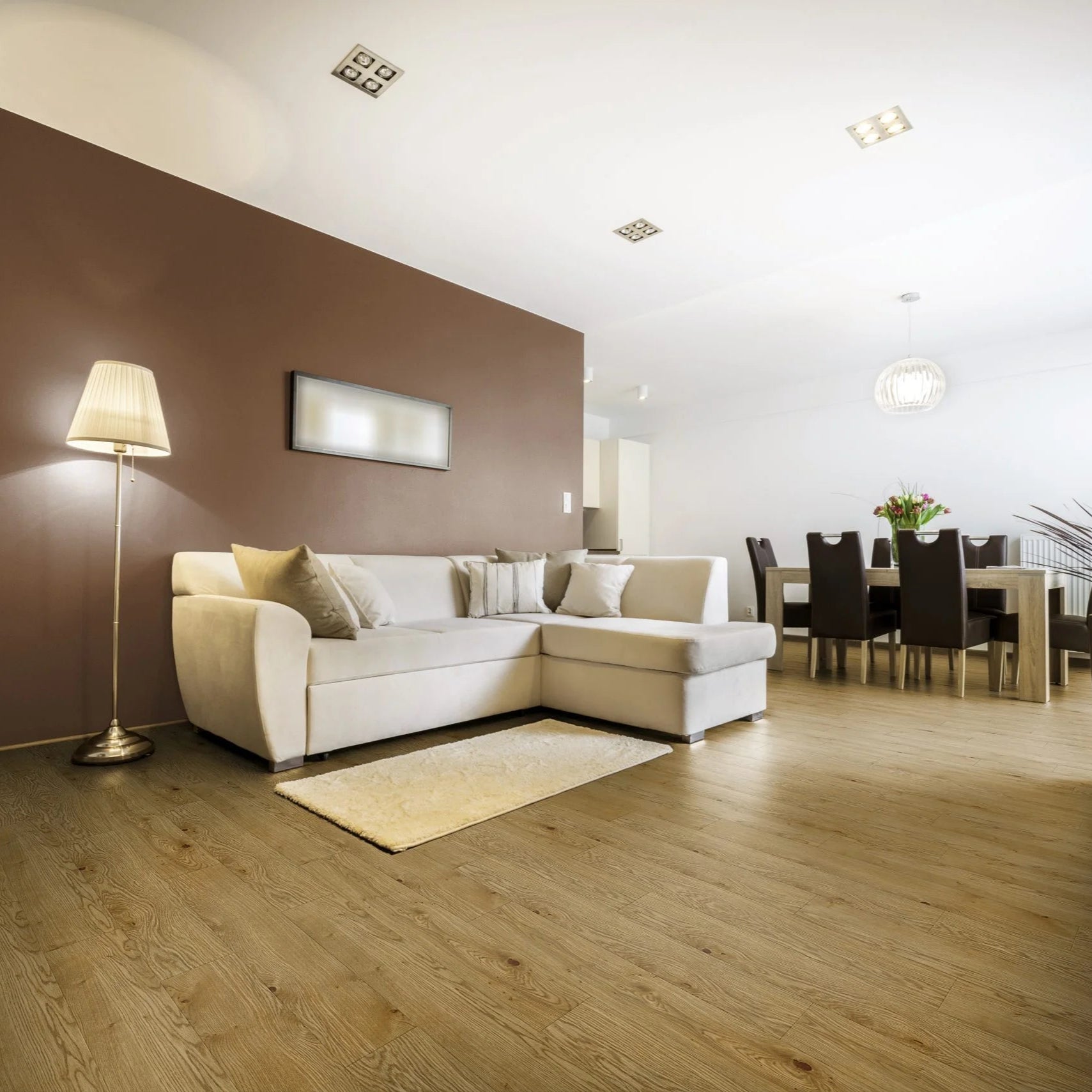 Luvanto Design Wood Plank flooring in Country Oak with warm, earthy wood tones