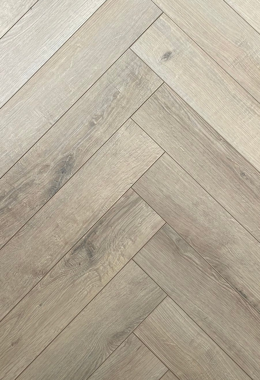 Sandstone Herringbone Laminate 12mm Click Fit Flooring