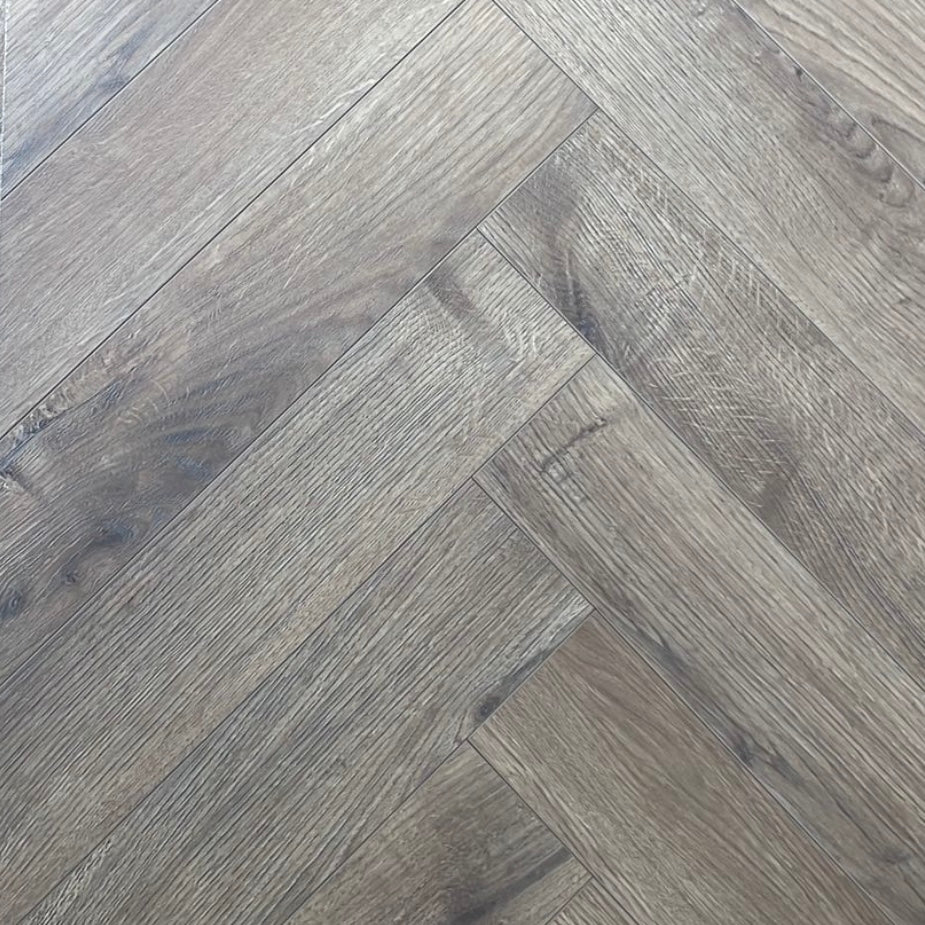 English Chalked Oak Herringbone Laminate 12mm Click Fit Flooring