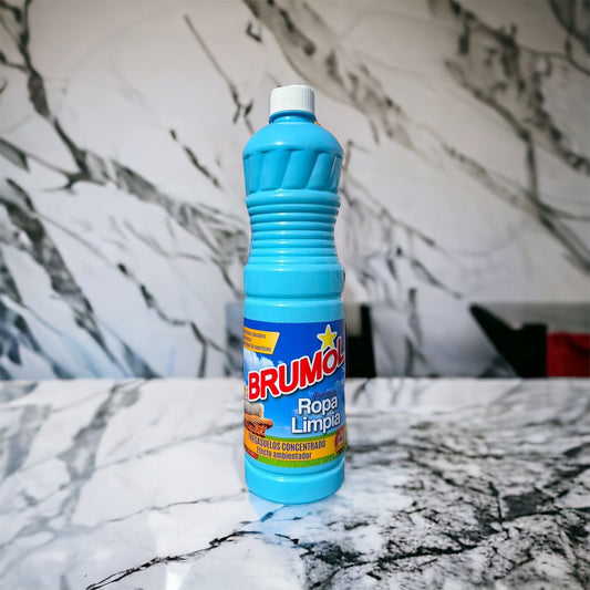 Brumol Floor Cleaner BLUE - Ropa Limpia 1 Litre on a kitchen worktop