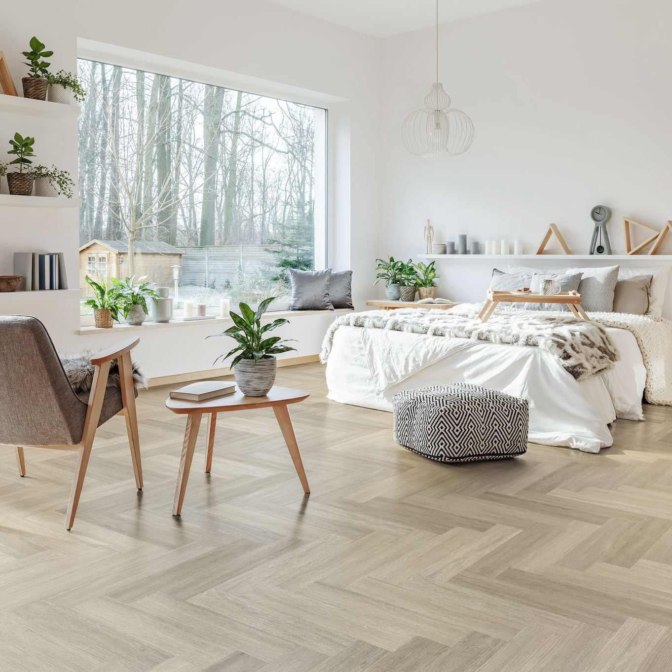 European Poplar Herringbone LVT Flooring – Natural Oak