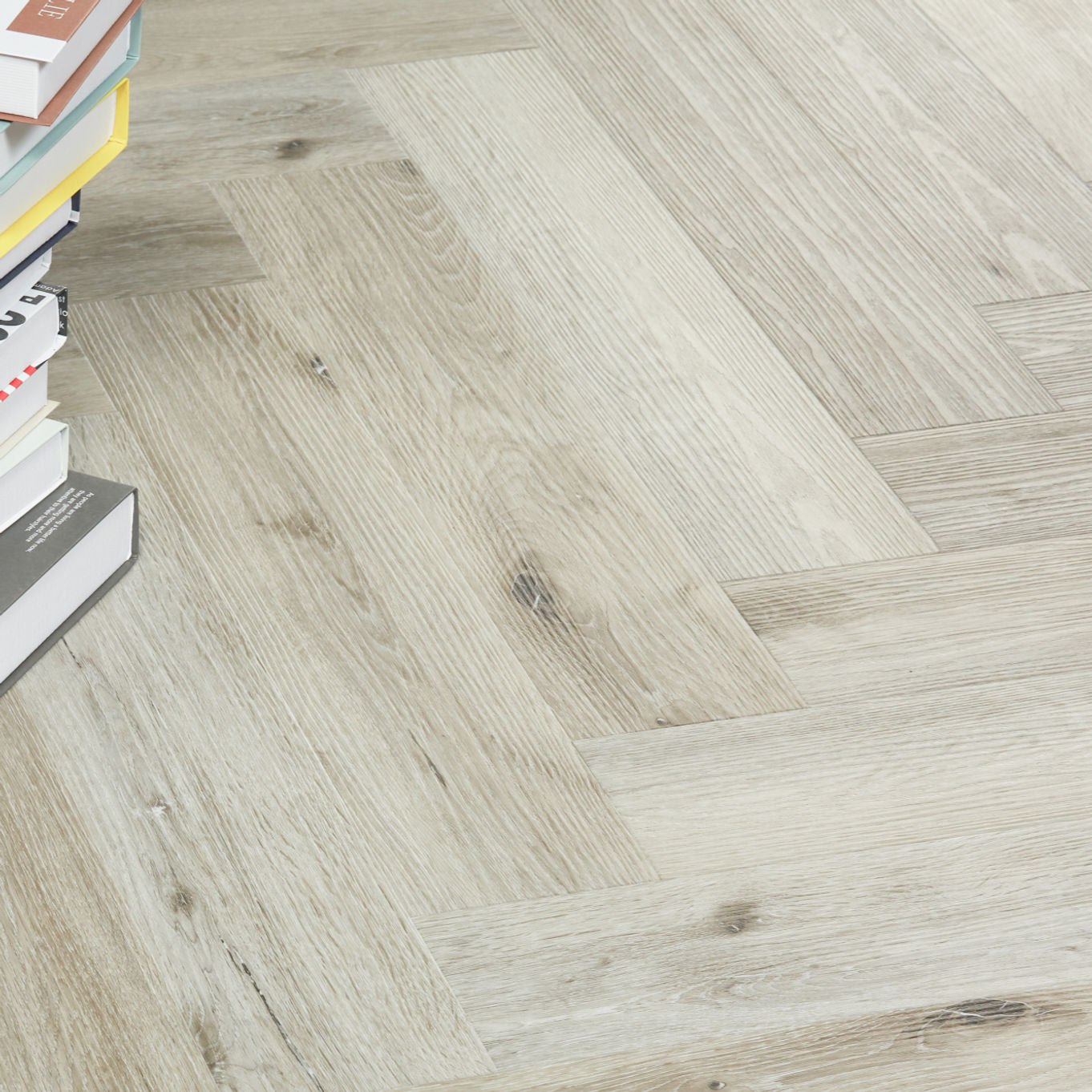 Nordikka Select Light Washed Oak Herringbone Glue Down LVT Flooring