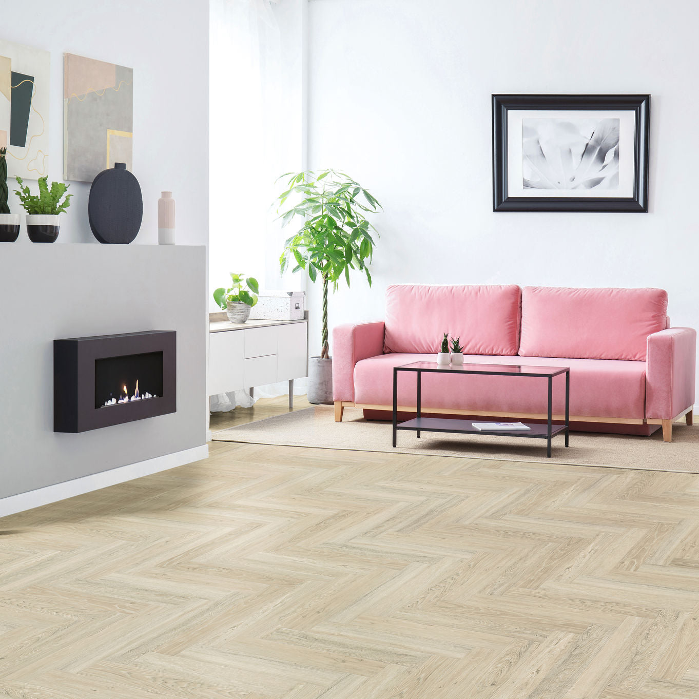 Nordikka Select Limed Oak Herringbone Glue Down LVT Flooring